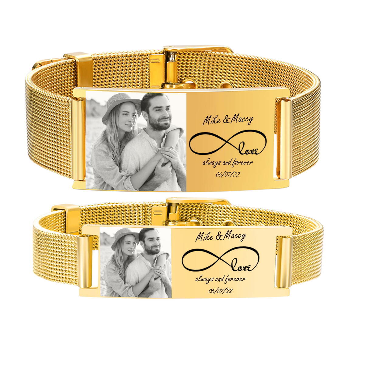 Stainless Mesh Band - Gepersonaliseerde Id Armband Voor Dames Heren,
