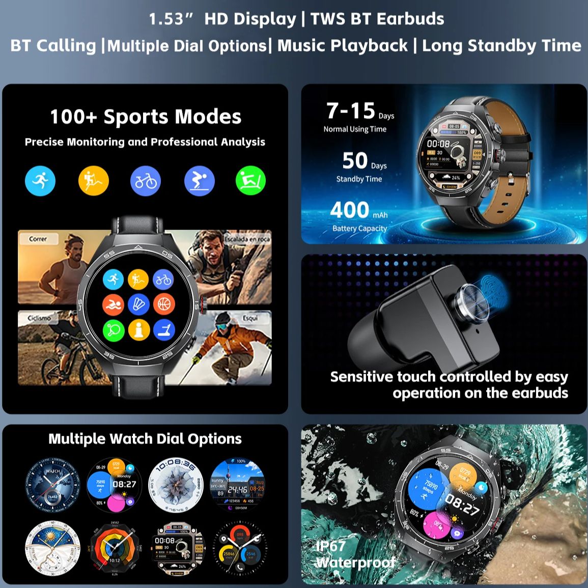 NFC-headset Smart Watch 2-in-1 - Smartwatch Headset recensie en prijs