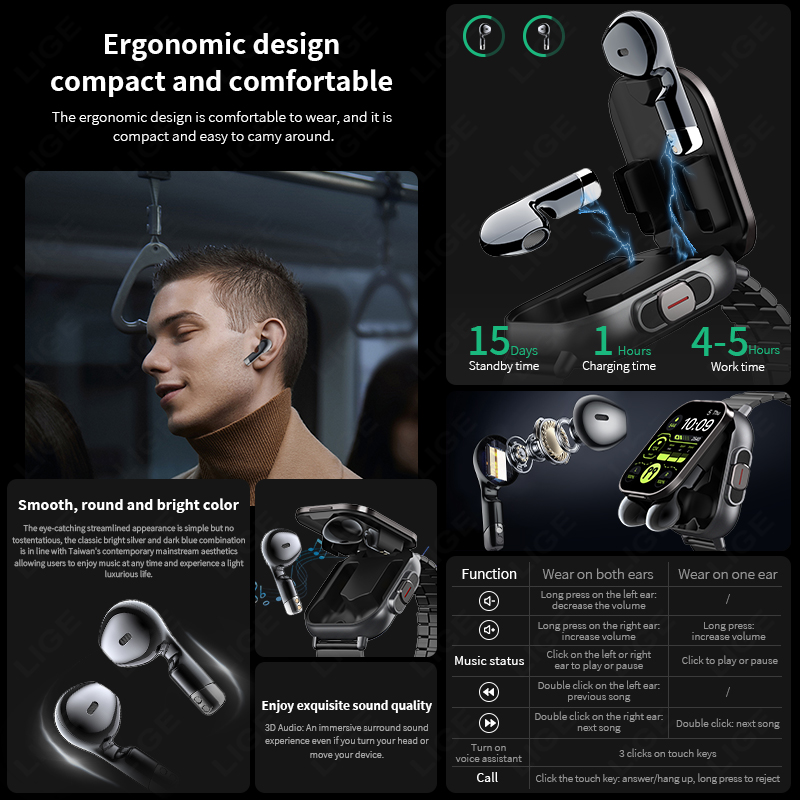 NFC Smart Watch TWS 2-in-1 Hea - Smartwatch Headset recensie en prijs